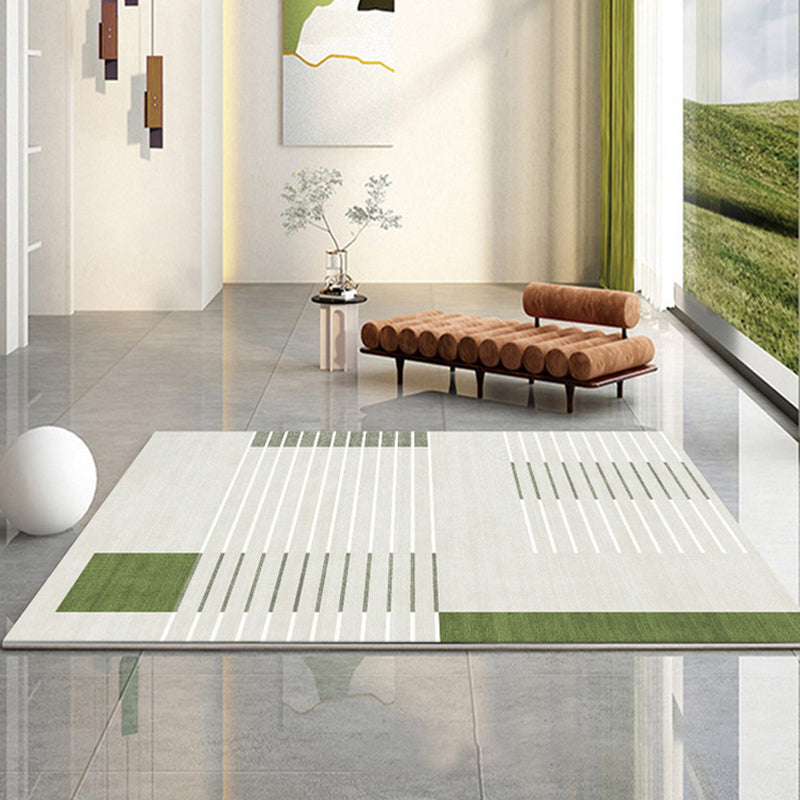 Light Green Check Pattern Rug Modern Polyester Rug Washable Rug for Drawing Room