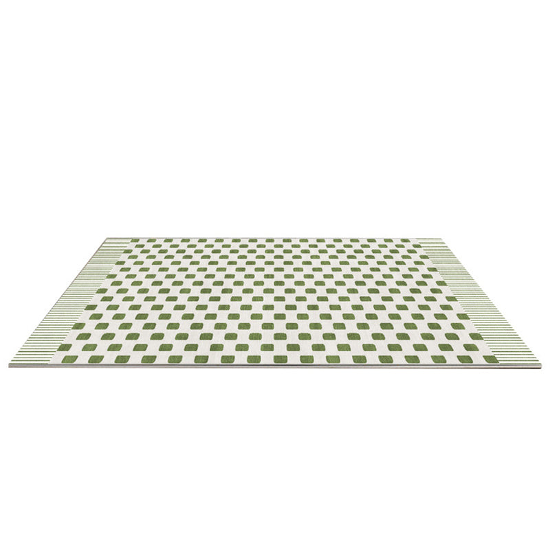 Light Green Check Pattern Rug Modern Polyester Rug Washable Rug for Drawing Room
