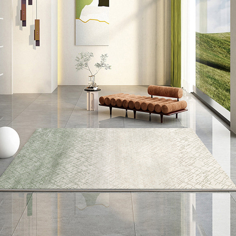 Light Green Check Pattern Rug Modern Polyester Rug Washable Rug for Drawing Room