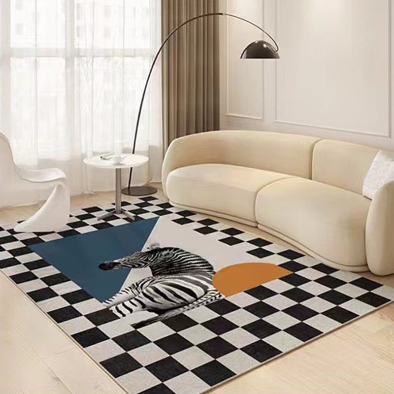 Green Modern Rug Polyester Animal Print Rug Washable Rug for Home Decor