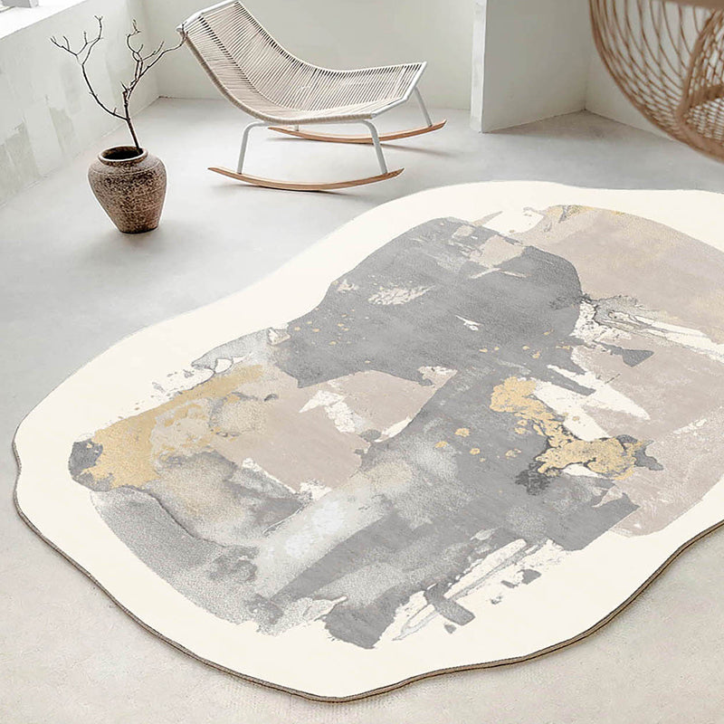 Gray Casual Carpet Polyester Graphic Carpet Washable Carpet for Drawing Room