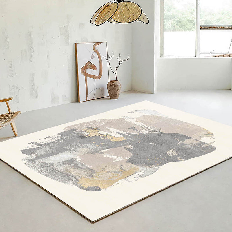 Gray Casual Carpet Polyester Graphic Carpet Washable Carpet for Drawing Room