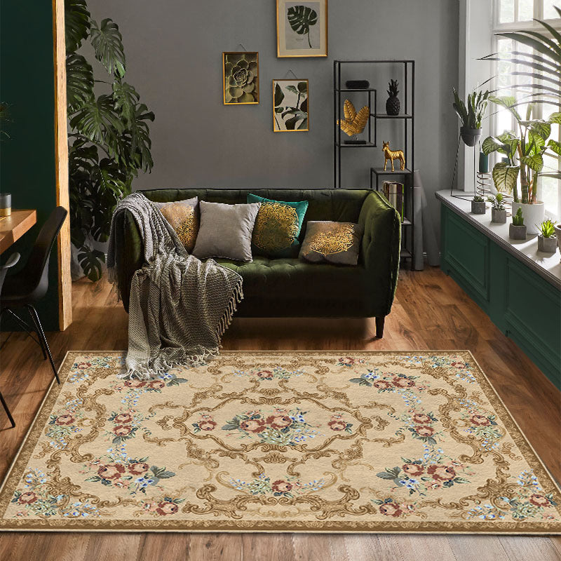 Brown Modern Rug Polyester Graphic Indoor Rug Tear Resistant Rug for Living Room