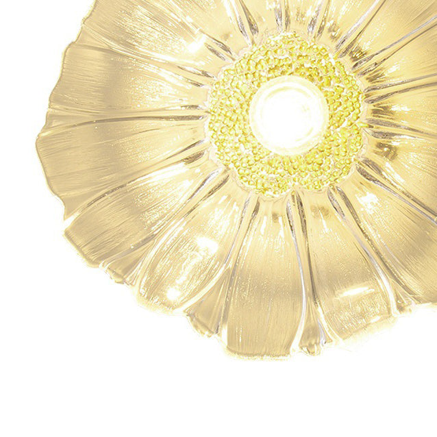 Flower Shape Flush Mount Modern Style Glass 1 Light Flush Ceiling Light in Clear /Green