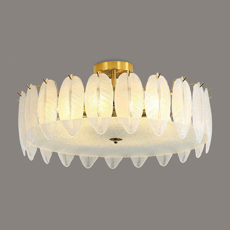 Modern Glass Ceiling Lamp Geometric Flush Mount Light Fixture for Bedroom