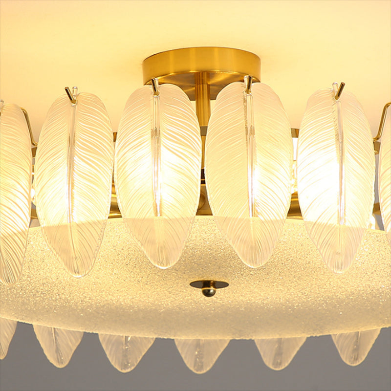 Modern Glass Ceiling Lamp Geometric Flush Mount Light Fixture for Bedroom