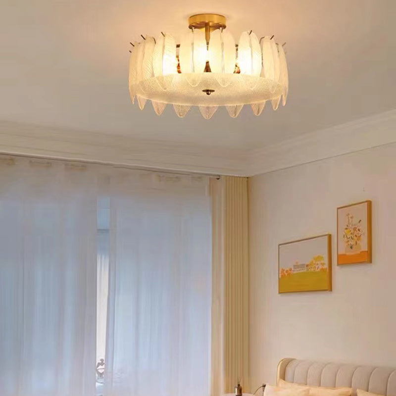 Modern Glass Ceiling Lamp Geometric Flush Mount Light Fixture for Bedroom