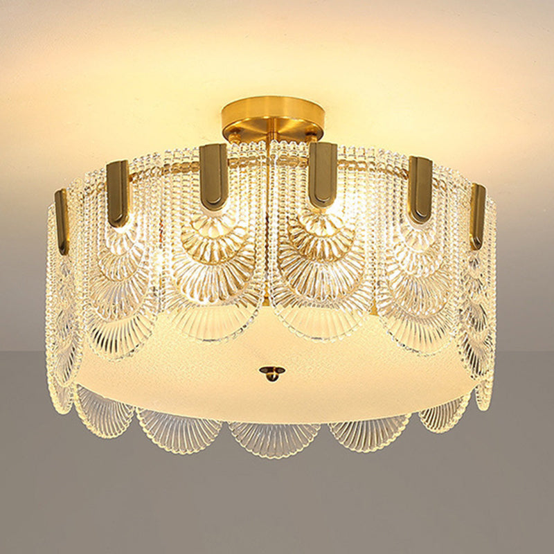Modern Glass Ceiling Lamp Minimalist Flush Mount Light Fixture for Bedroom