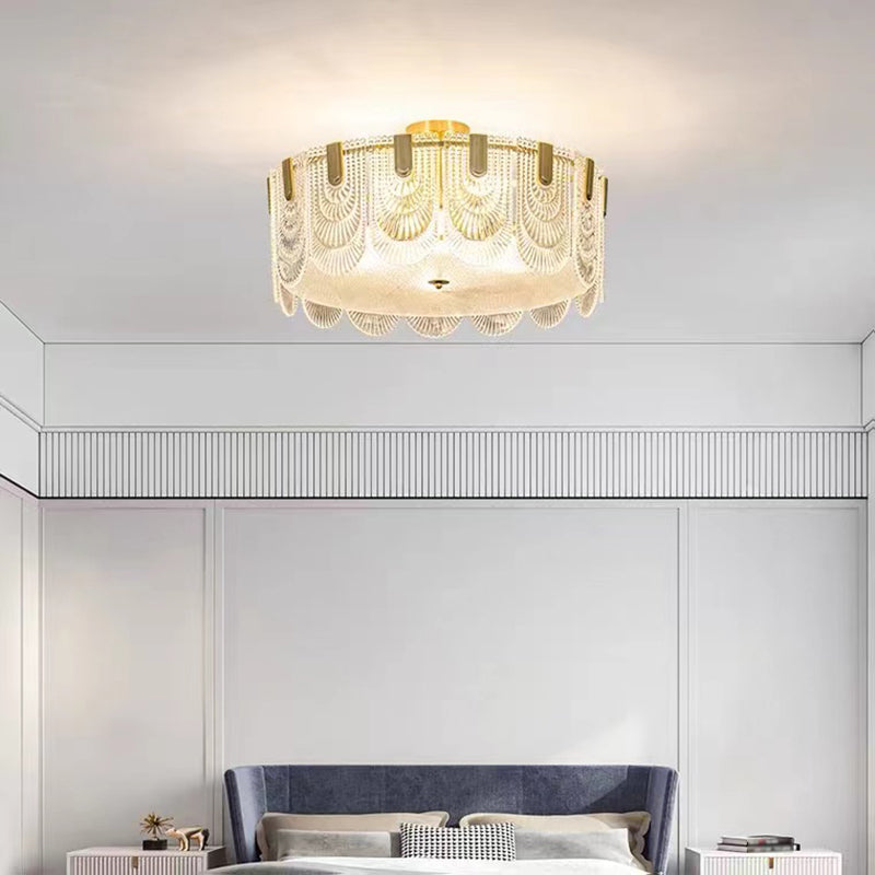 Modern Glass Ceiling Lamp Minimalist Flush Mount Light Fixture for Bedroom