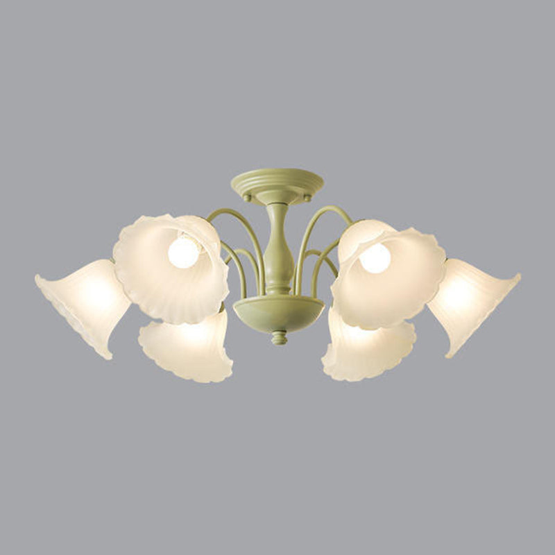 Modern Green Ceiling Lamp Glass Flush Mount Light Fixture for Bedroom