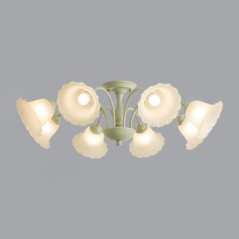Modern Green Ceiling Lamp Glass Flush Mount Light Fixture for Bedroom