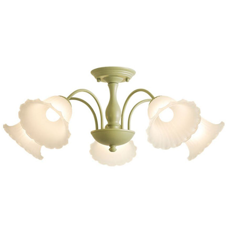 Modern Green Ceiling Lamp Glass Flush Mount Light Fixture for Bedroom