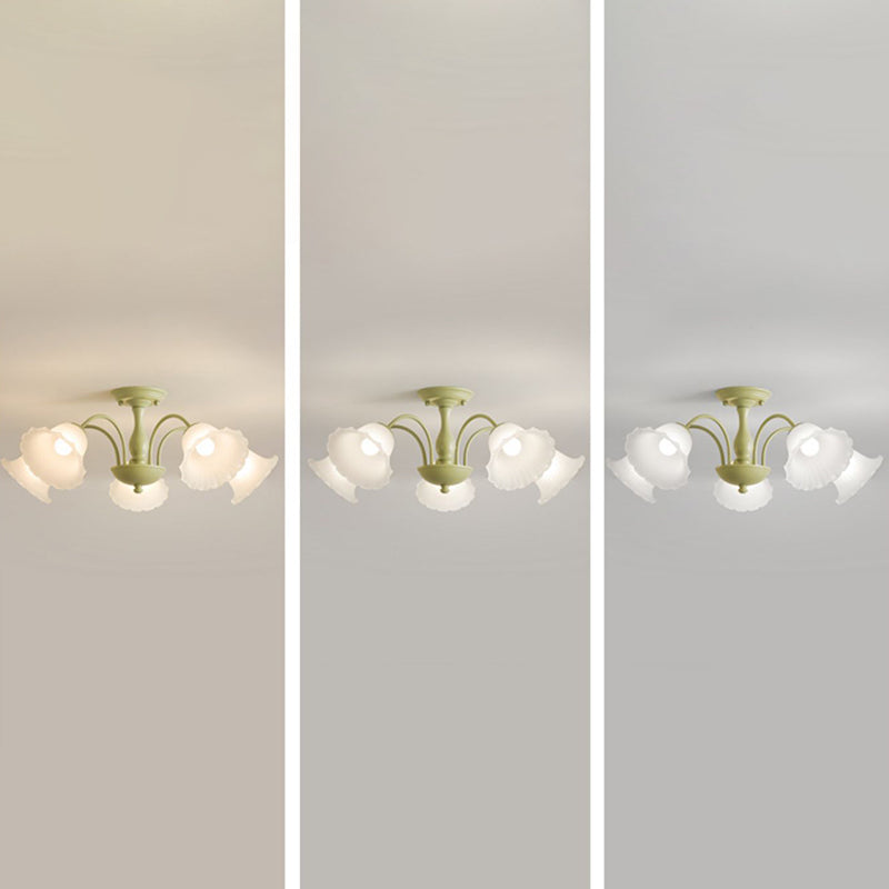 Modern Green Ceiling Lamp Glass Flush Mount Light Fixture for Bedroom