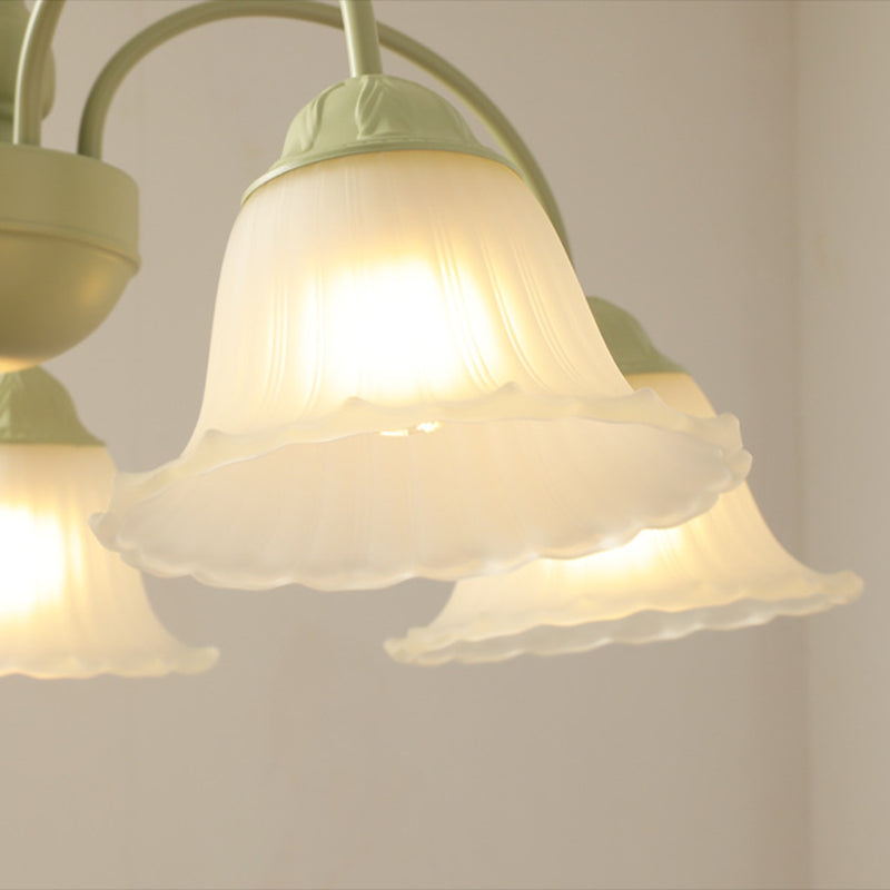 Modern Green Ceiling Lamp Glass Flush Mount Light Fixture for Bedroom