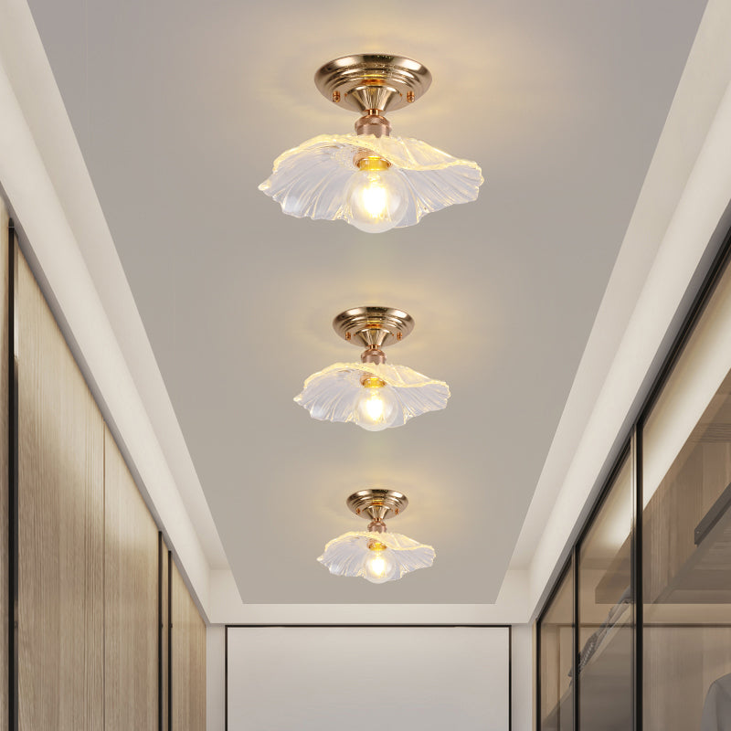 Nordic Style Ceiling Light Circle Shape Ceiling Lamp with Glass Shade for Bedroom