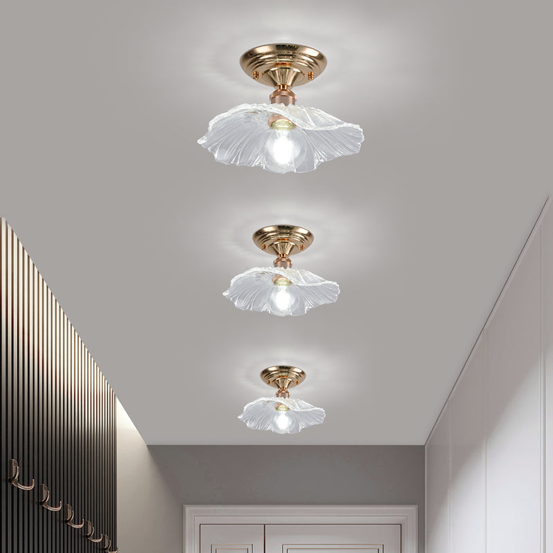 Nordic Style Ceiling Light Circle Shape Ceiling Lamp with Glass Shade for Bedroom