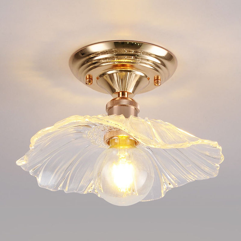 Nordic Style Ceiling Light Circle Shape Ceiling Lamp with Glass Shade for Bedroom