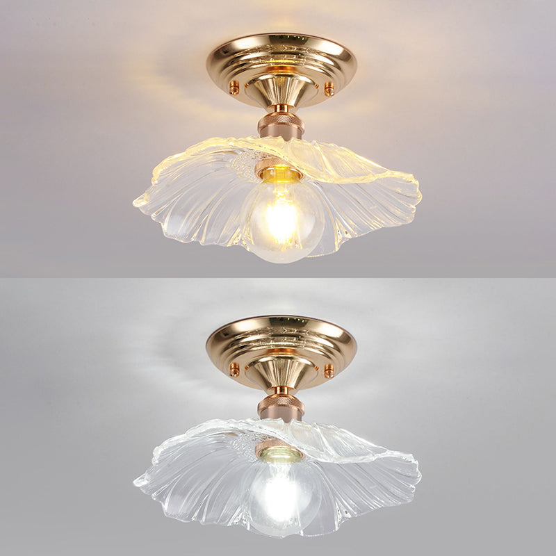 Nordic Style Ceiling Light Circle Shape Ceiling Lamp with Glass Shade for Bedroom