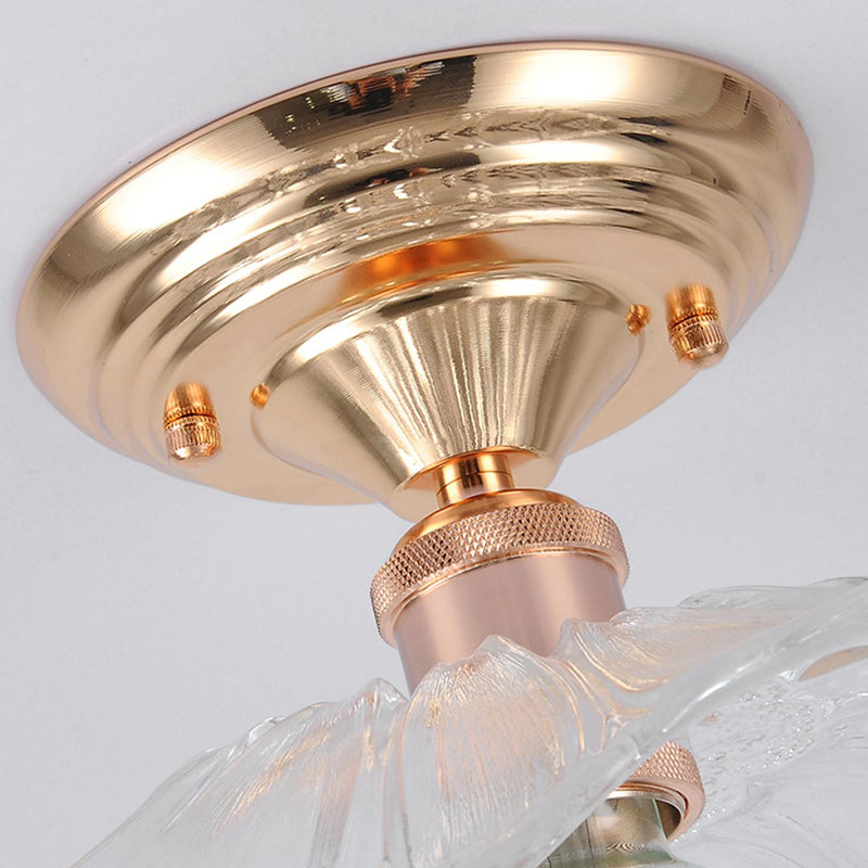 Nordic Style Ceiling Light Circle Shape Ceiling Lamp with Glass Shade for Bedroom