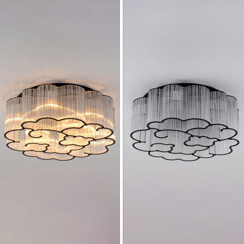 Nordic Style Ceiling Light Cloud Shape Ceiling Lamp with Glass Shade for Bedroom