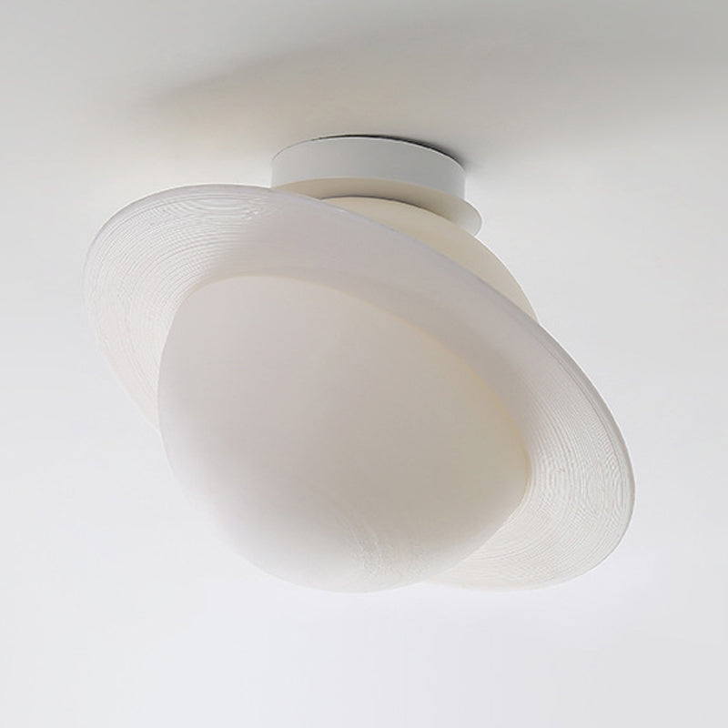 Sphere Shape Flush Lights Modern Style Plastic 1 Light Flush Mount Fixture in White