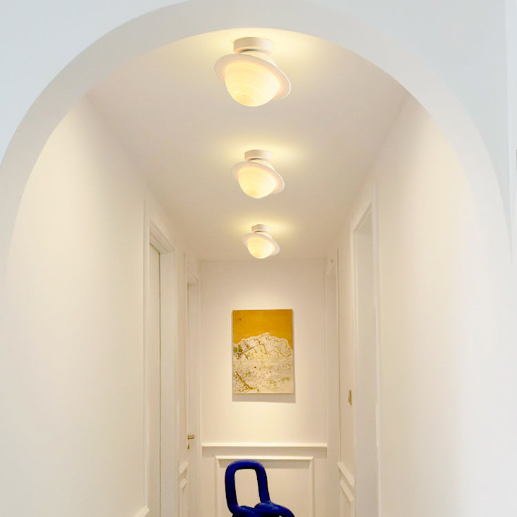 Sphere Shape Flush Lights Modern Style Plastic 1 Light Flush Mount Fixture in White