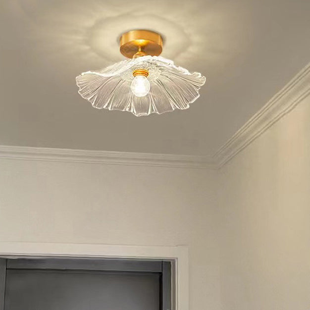 Flower Shape Flush Mount Modern Style Glass 1 Light Flush Ceiling Light in Clear