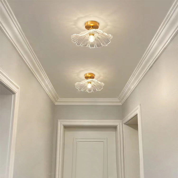 Flower Shape Flush Mount Modern Style Glass 1 Light Flush Ceiling Light in Clear