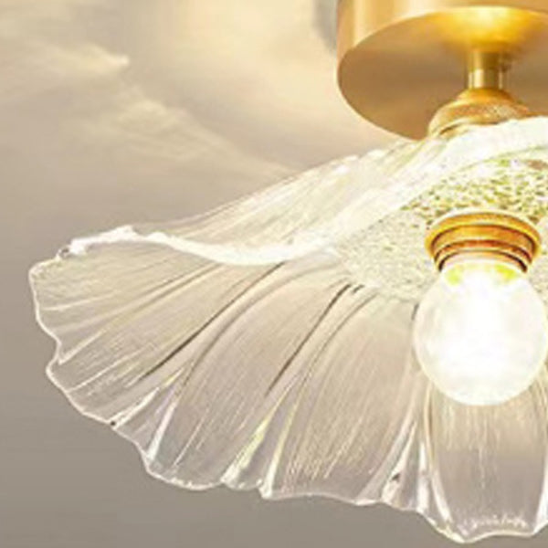 Flower Shape Flush Mount Modern Style Glass 1 Light Flush Ceiling Light in Clear