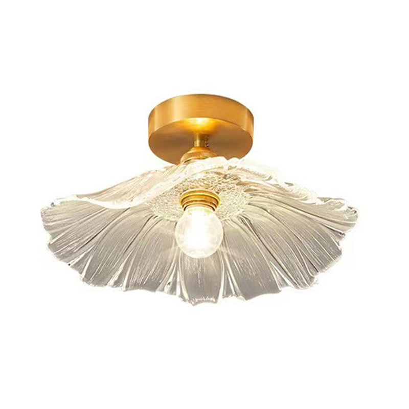 Flower Shape Flush Mount Modern Style Glass 1 Light Flush Ceiling Light in Clear