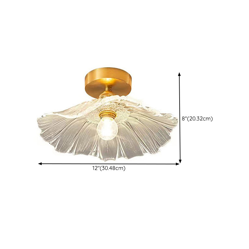 Flower Shape Flush Mount Modern Style Glass 1 Light Flush Ceiling Light in Clear