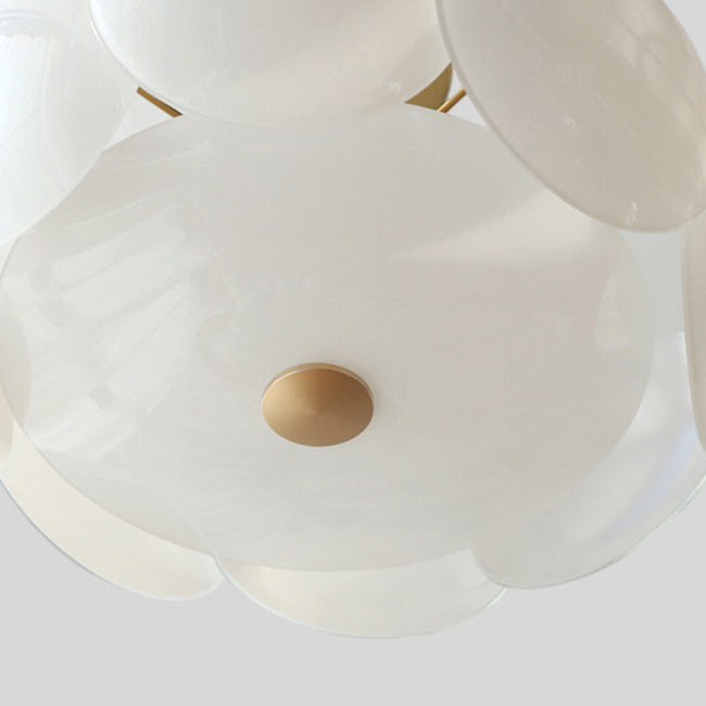 Glass Circular Semi Flush Simple Semi Mount Lighting in White