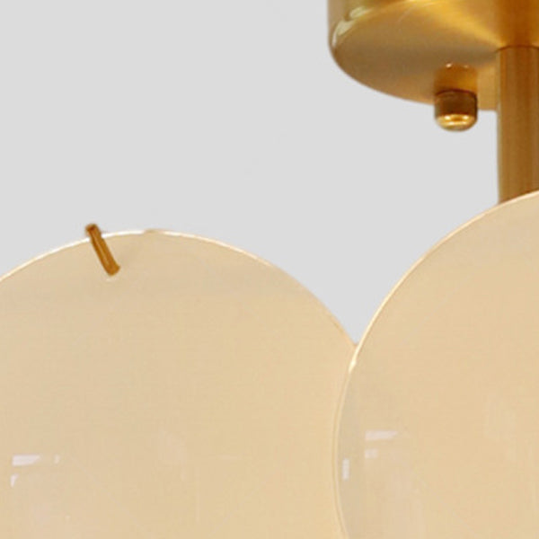 Glass Circular Semi Flush Simple Semi Mount Lighting in White
