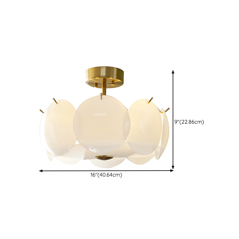 Glass Circular Semi Flush Simple Semi Mount Lighting in White