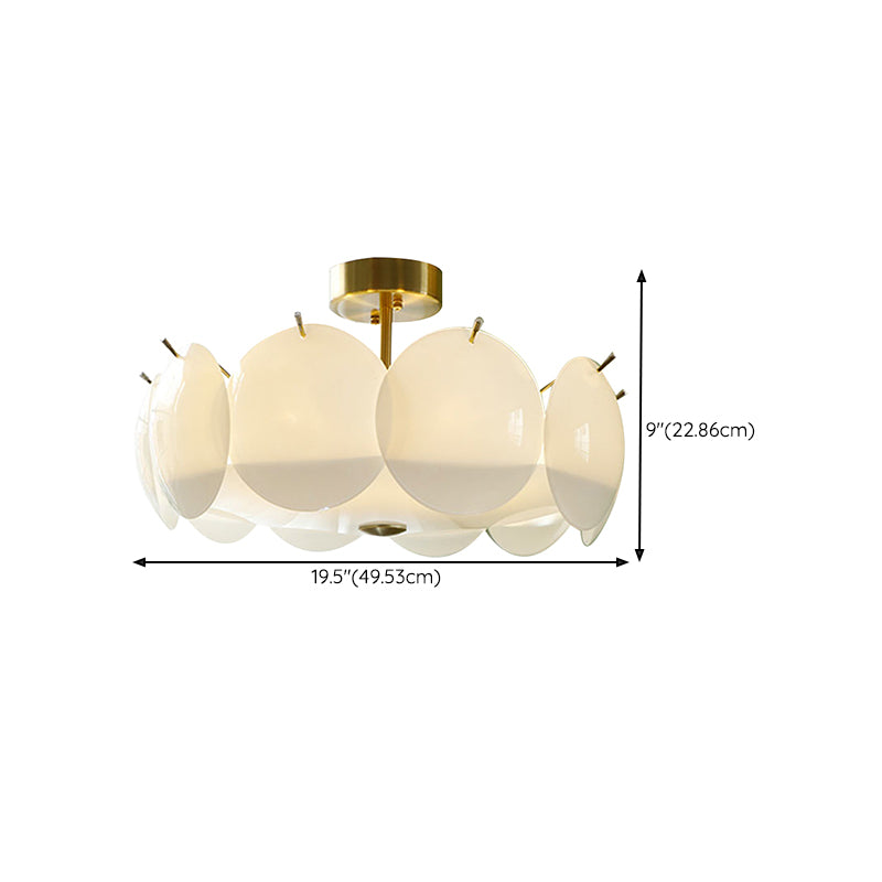 Glass Circular Semi Flush Simple Semi Mount Lighting in White