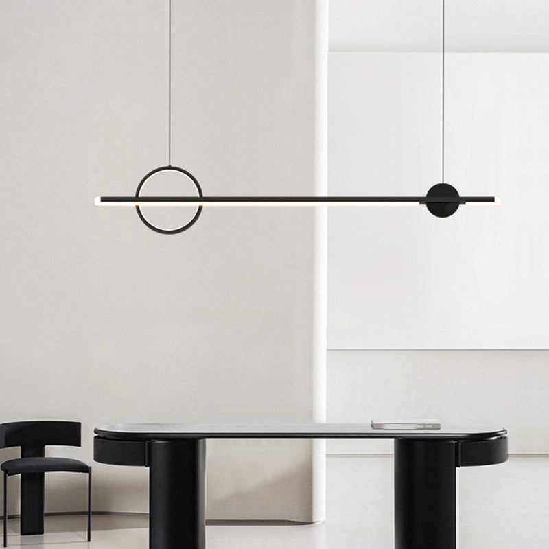 Linear LED Modern Ceiling Pendant Fixture Aluminum Kitchen Island Light in Dark Black