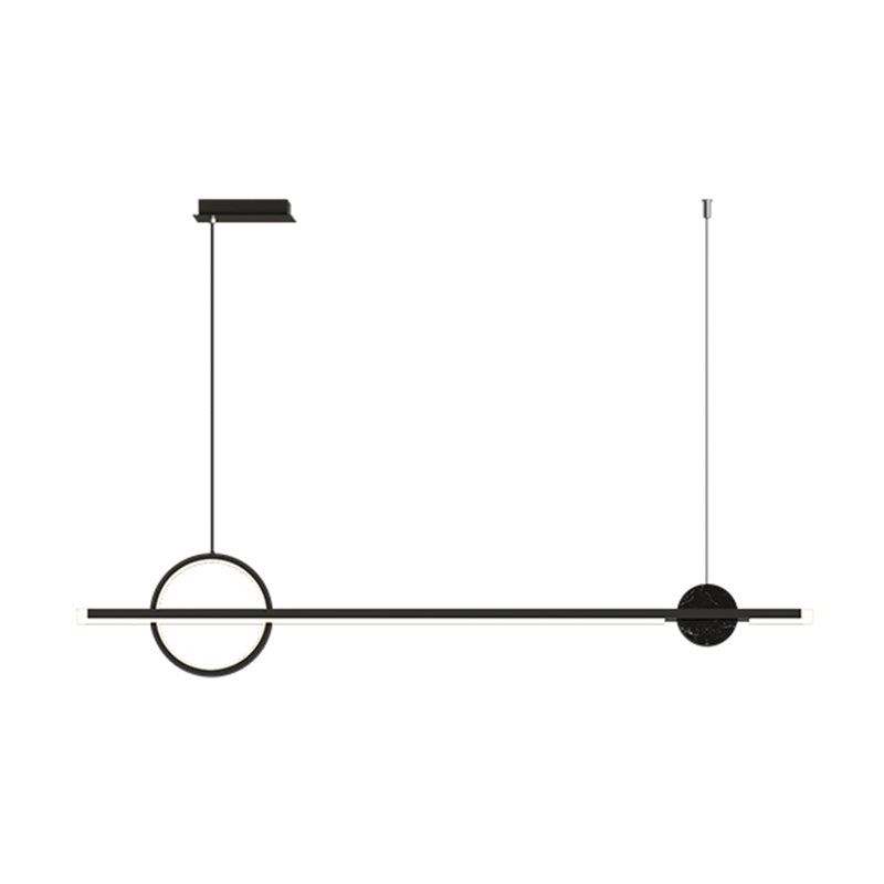 Linear LED Modern Ceiling Pendant Fixture Aluminum Kitchen Island Light in Dark Black