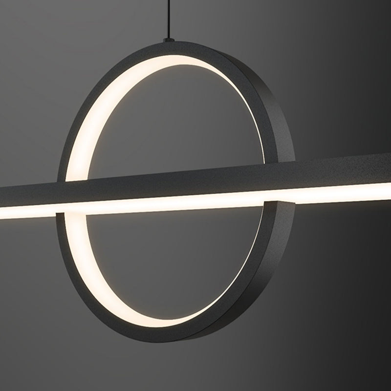 Linear LED Modern Ceiling Pendant Fixture Aluminum Kitchen Island Light in Dark Black