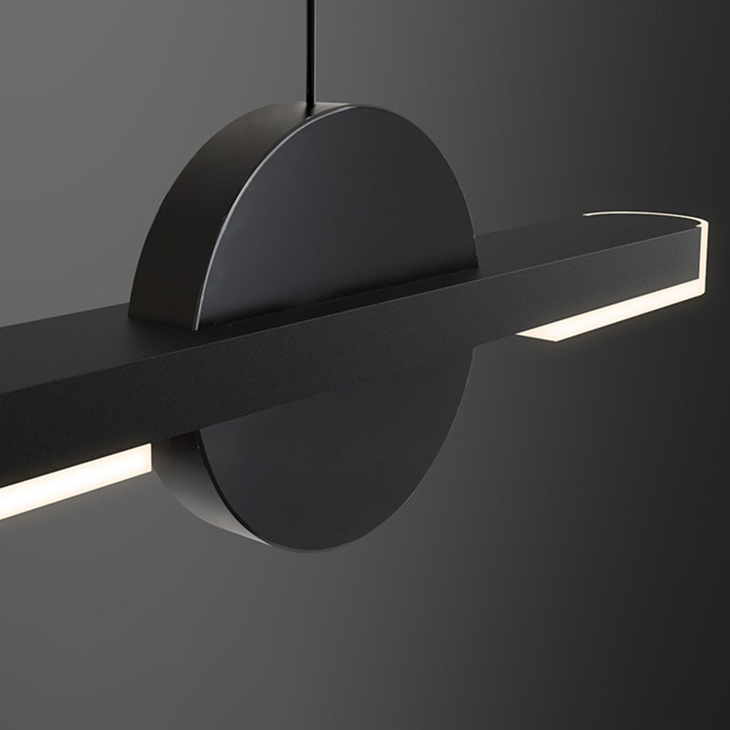 Linear LED Modern Ceiling Pendant Fixture Aluminum Kitchen Island Light in Dark Black