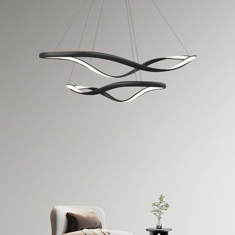 Dark Black Modern LED Kitchen Island Fixture Aluminum Modern Ceiling Pendant Lighting