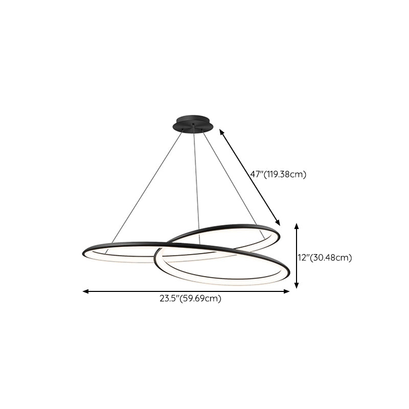 Aluminum Kitchen Island Fixture in Black Finish LED Contemporary Ceiling Pendant Light