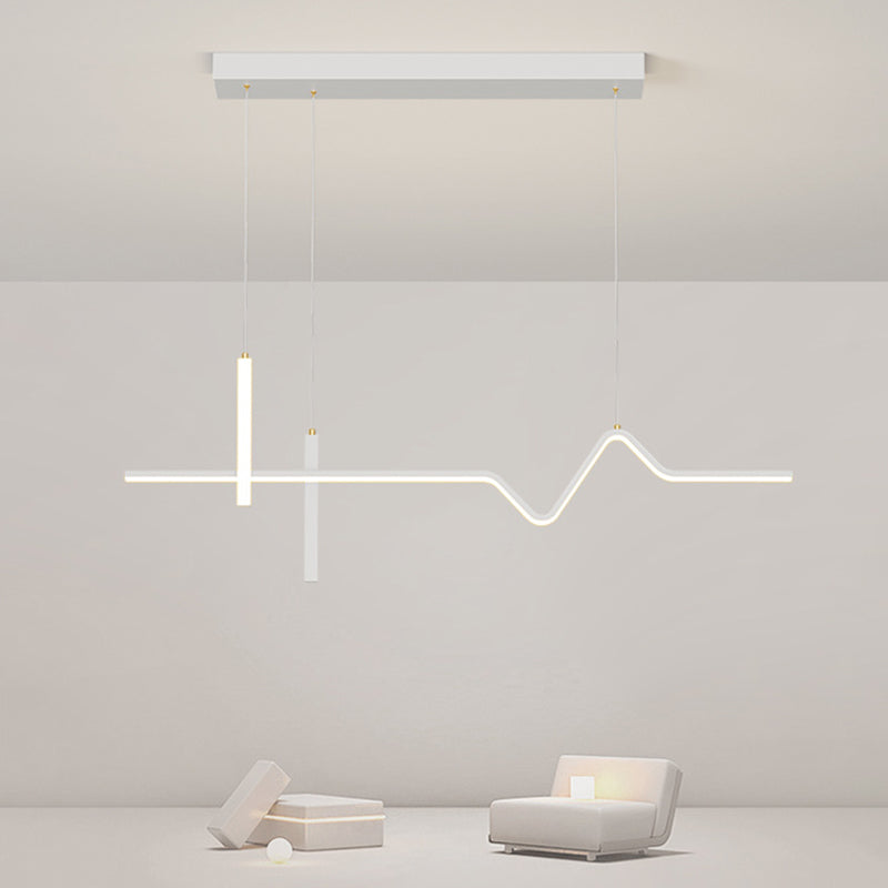 Linear Modern 3 - Light Ceiling Pendant Fixture in Matte LED White Kitchen Island Fixture