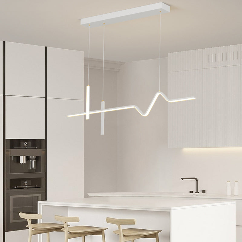Linear Modern 3 - Light Ceiling Pendant Fixture in Matte LED White Kitchen Island Fixture
