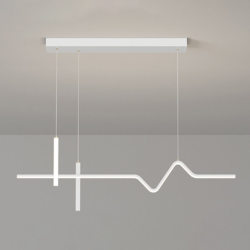 Linear Modern 3 - Light Ceiling Pendant Fixture in Matte LED White Kitchen Island Fixture