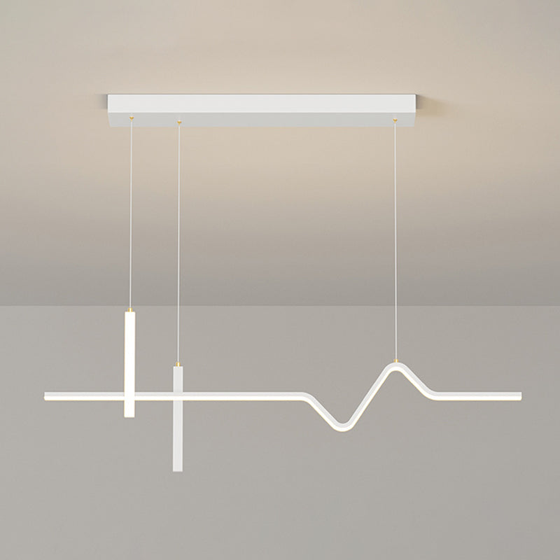 Linear Modern 3 - Light Ceiling Pendant Fixture in Matte LED White Kitchen Island Fixture
