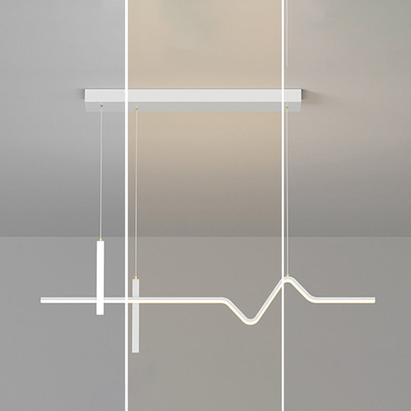Linear Modern 3 - Light Ceiling Pendant Fixture in Matte LED White Kitchen Island Fixture