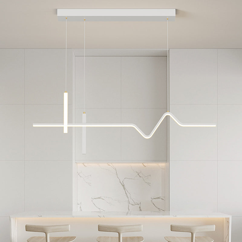 Linear Modern 3 - Light Ceiling Pendant Fixture in Matte LED White Kitchen Island Fixture