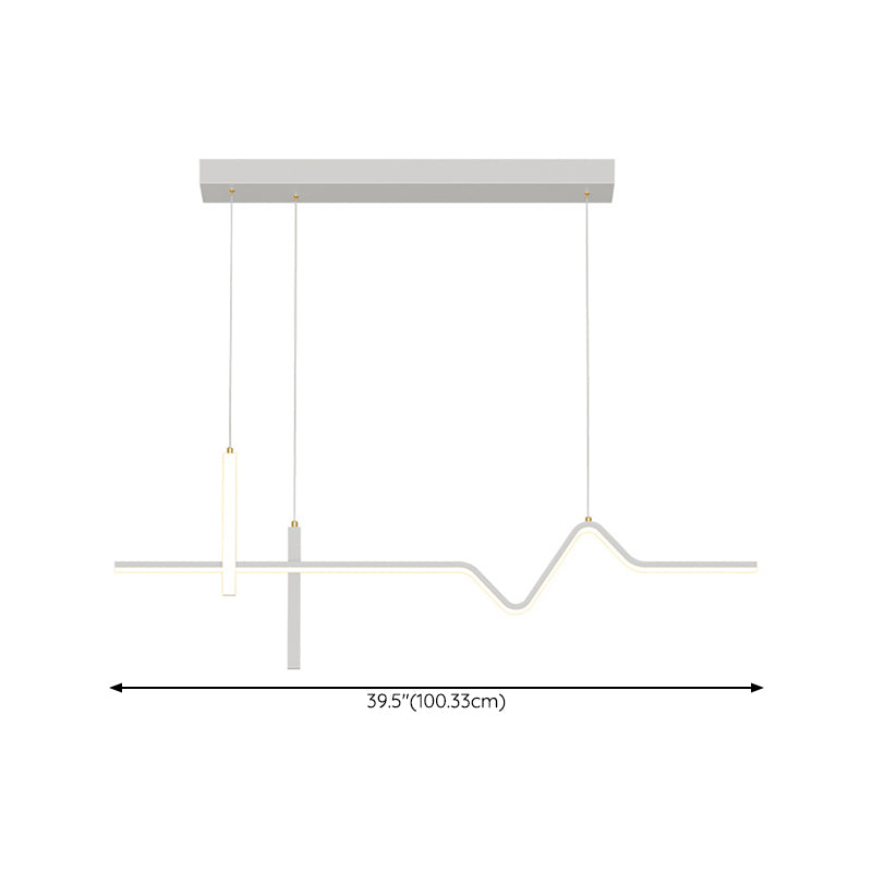 Linear Modern 3 - Light Ceiling Pendant Fixture in Matte LED White Kitchen Island Fixture