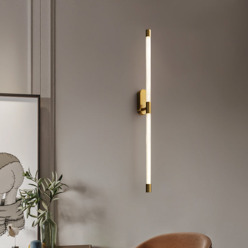 Linear Shape Metal Vanity Sconce Light Modern Style 1-Light Vanity Mirror Lights in Gold