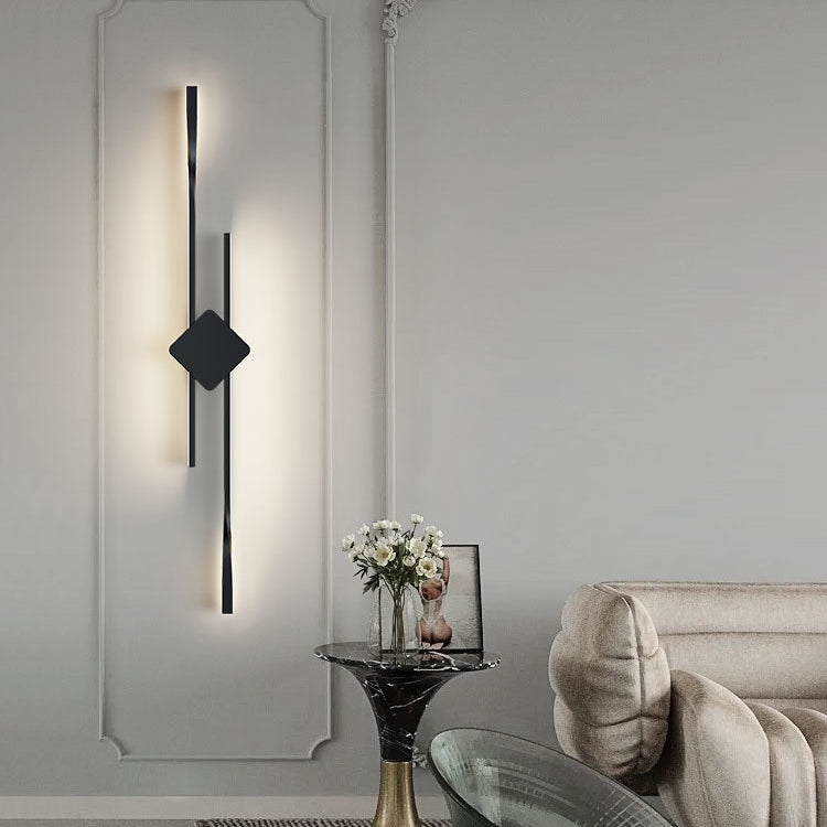 Linear Shape Metal Vanity Sconce Light Modern Style 2-Lights Vanity Mirror Lights in Black